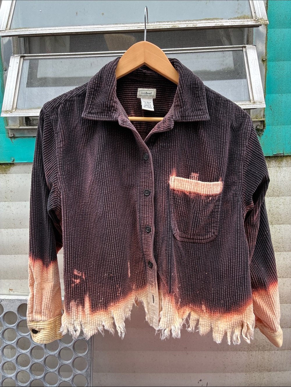 L.L. Bean Black Corduroy Dip-Dye Jacket